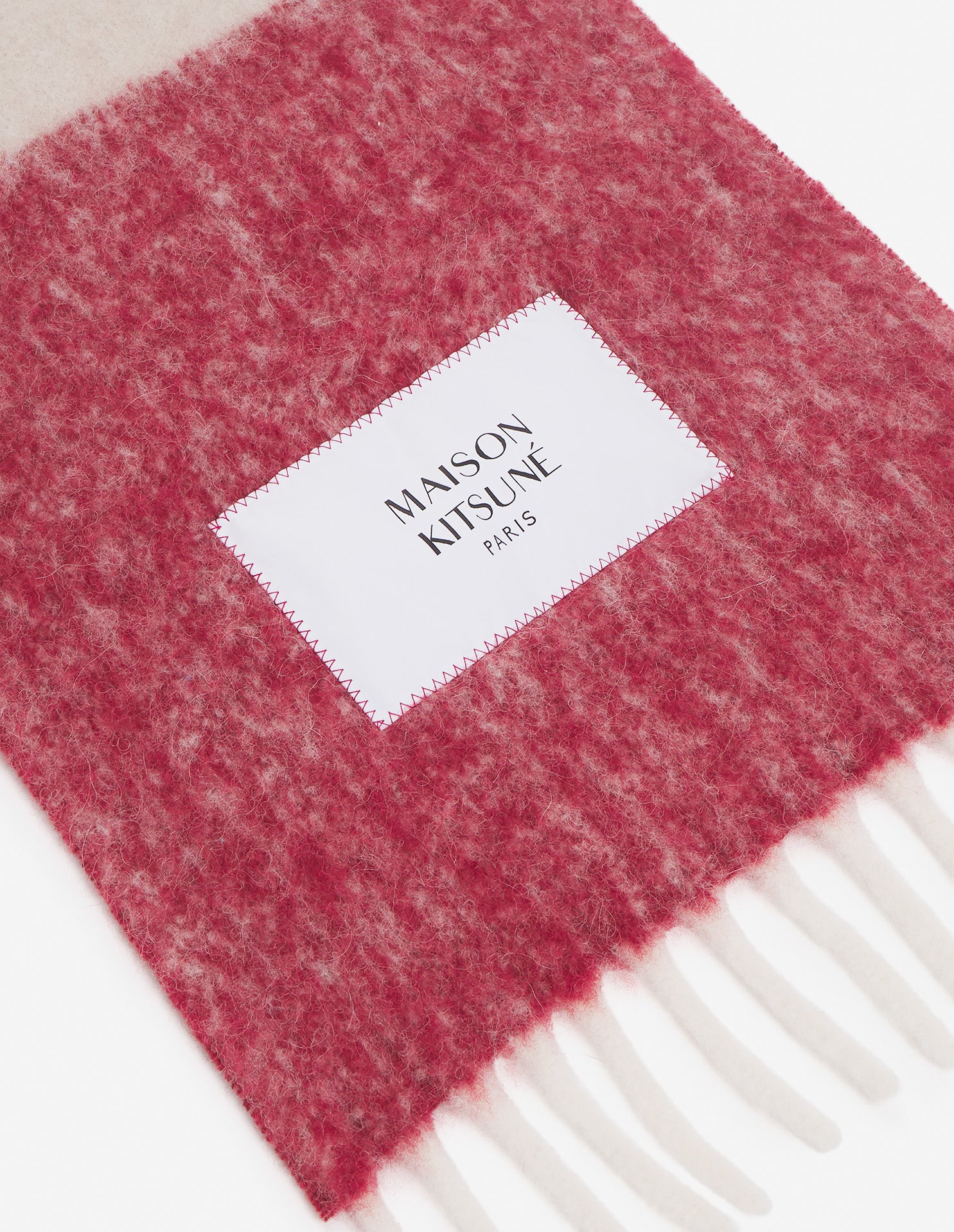 Striped wool scarf - Feather Beige & Mahogany