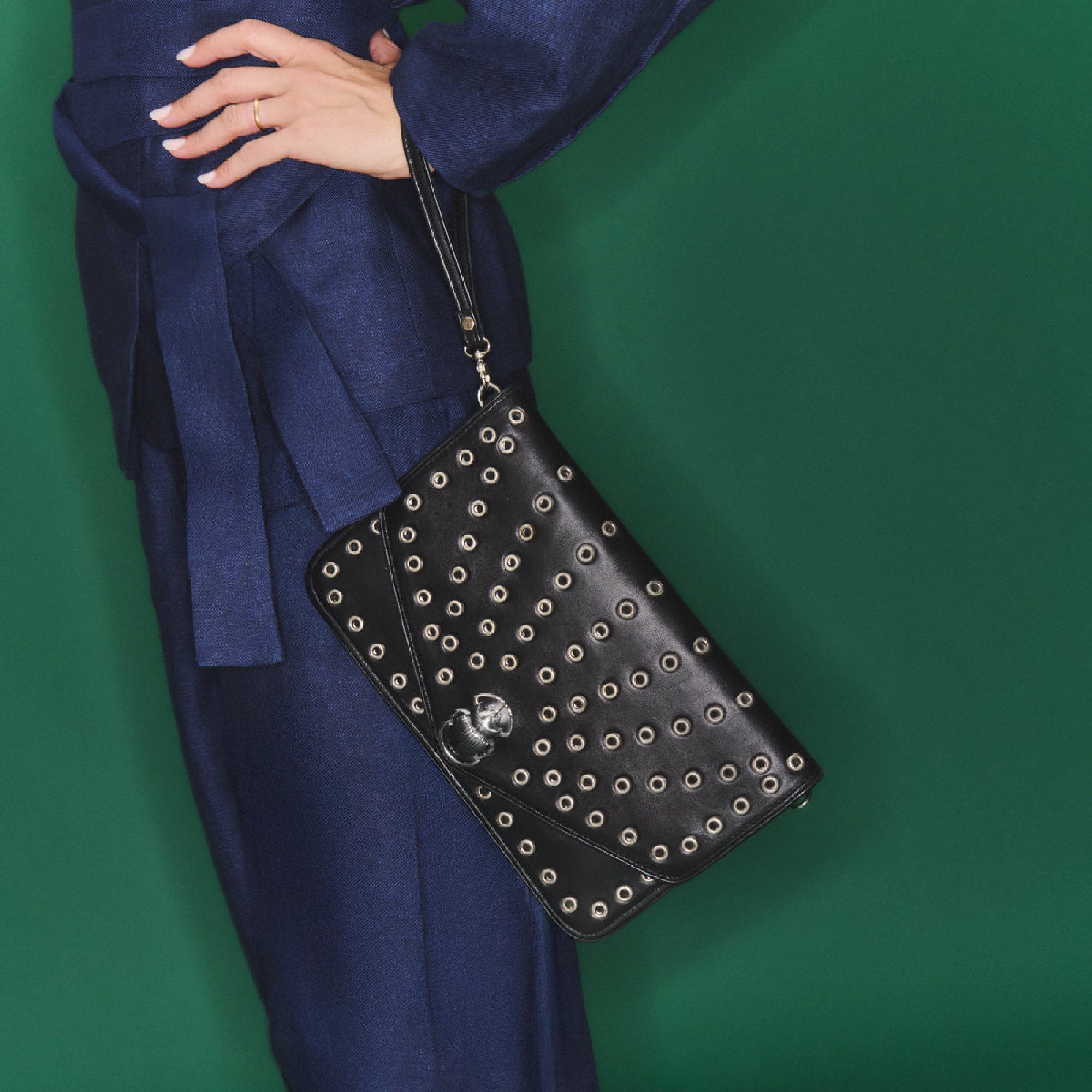 Pochette Alicia en cuir nappa - Noir