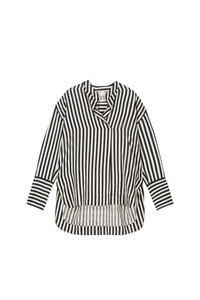 Blouse Pola à rayures en lin mélangé - Black & White