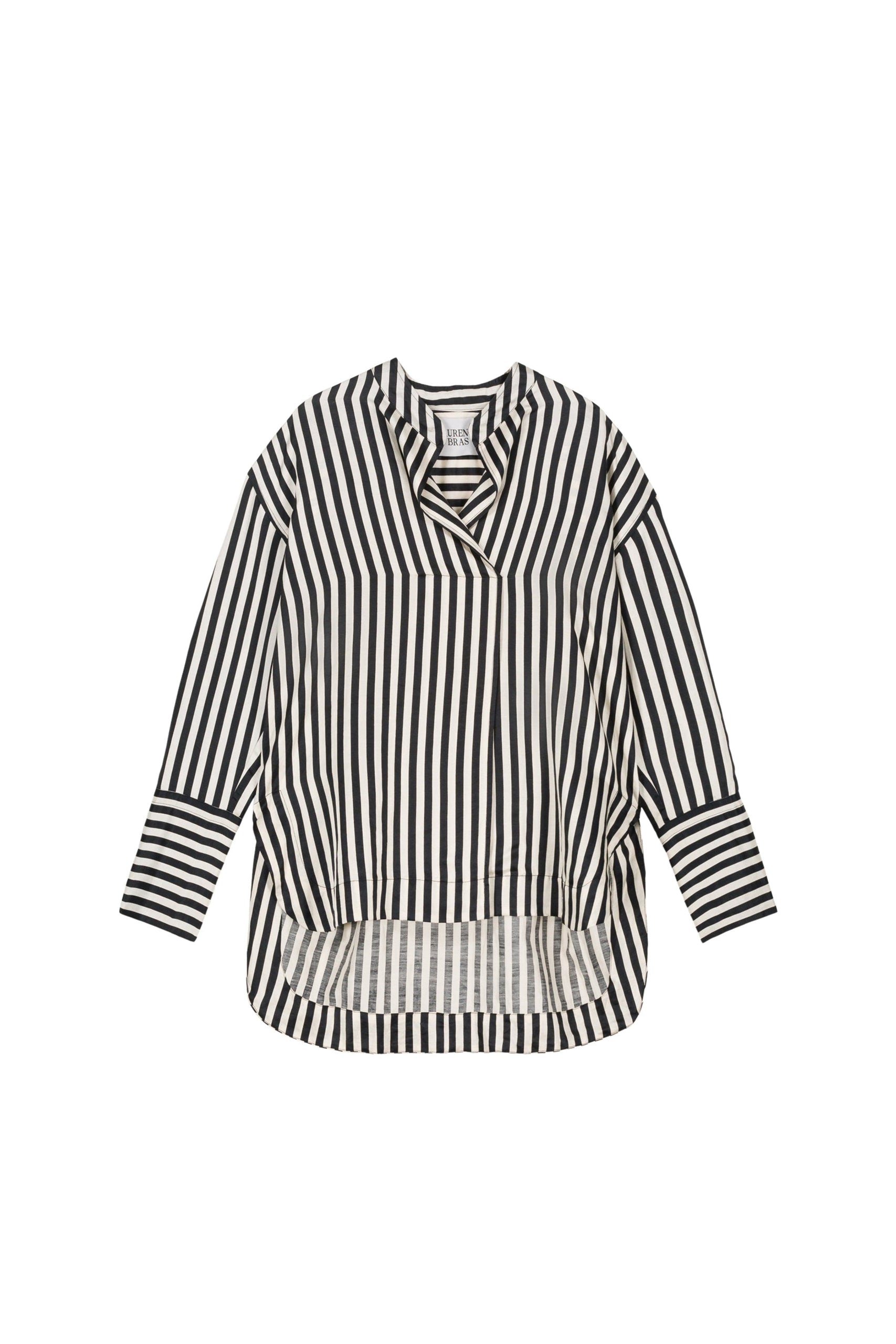 Blouse Pola à rayures en lin mélangé - Black & White