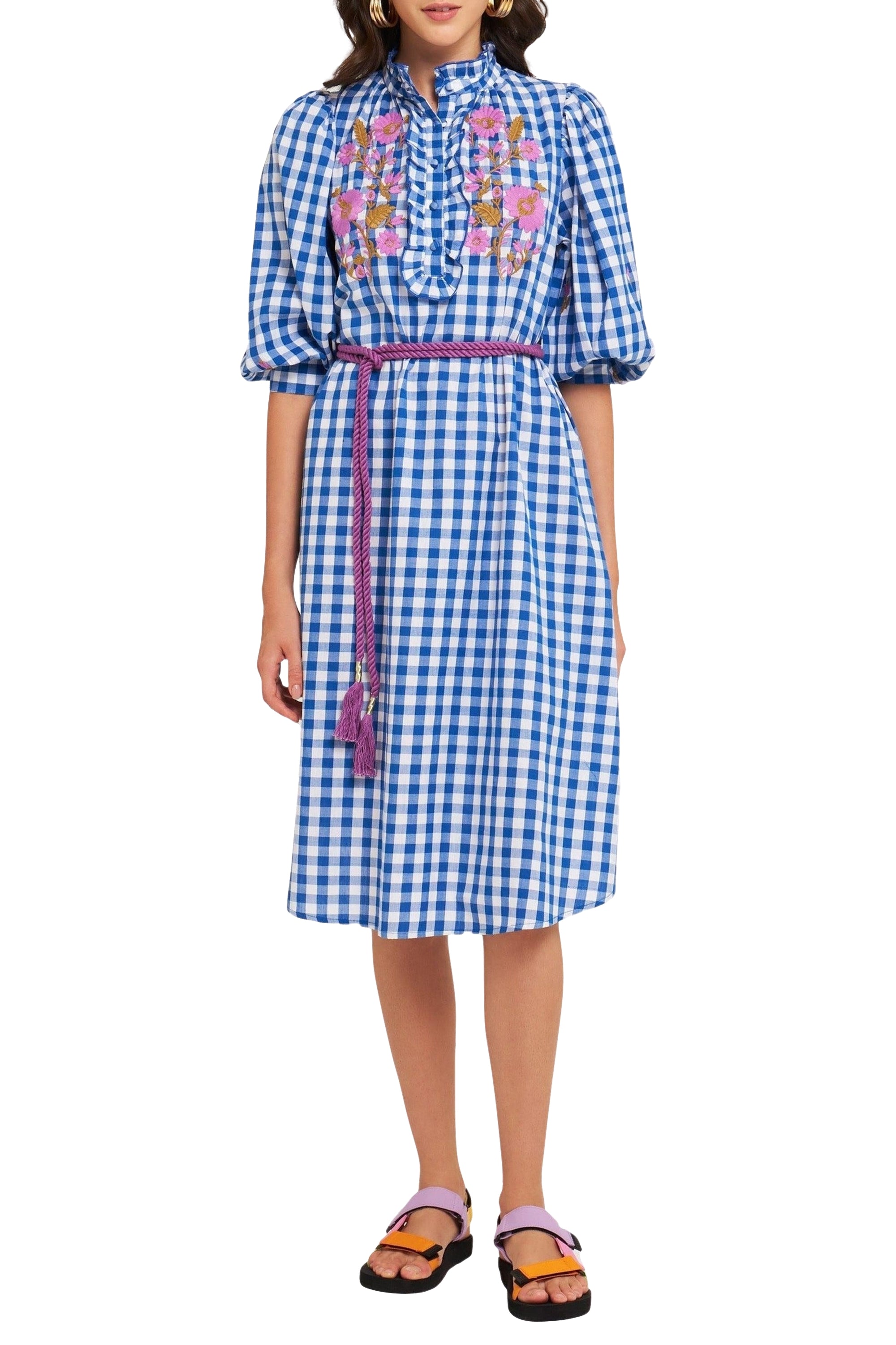 Robe brodée Polly - Blue