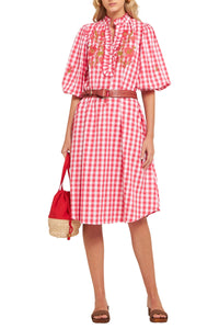 Robe brodée Polly - Red
