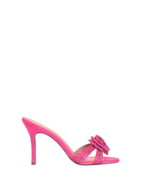 Mules Poppy 85 avec cristaux en satin - Orange & Fuchsia