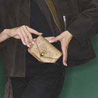 Porte-cartes Alex en cuir - Or Antique