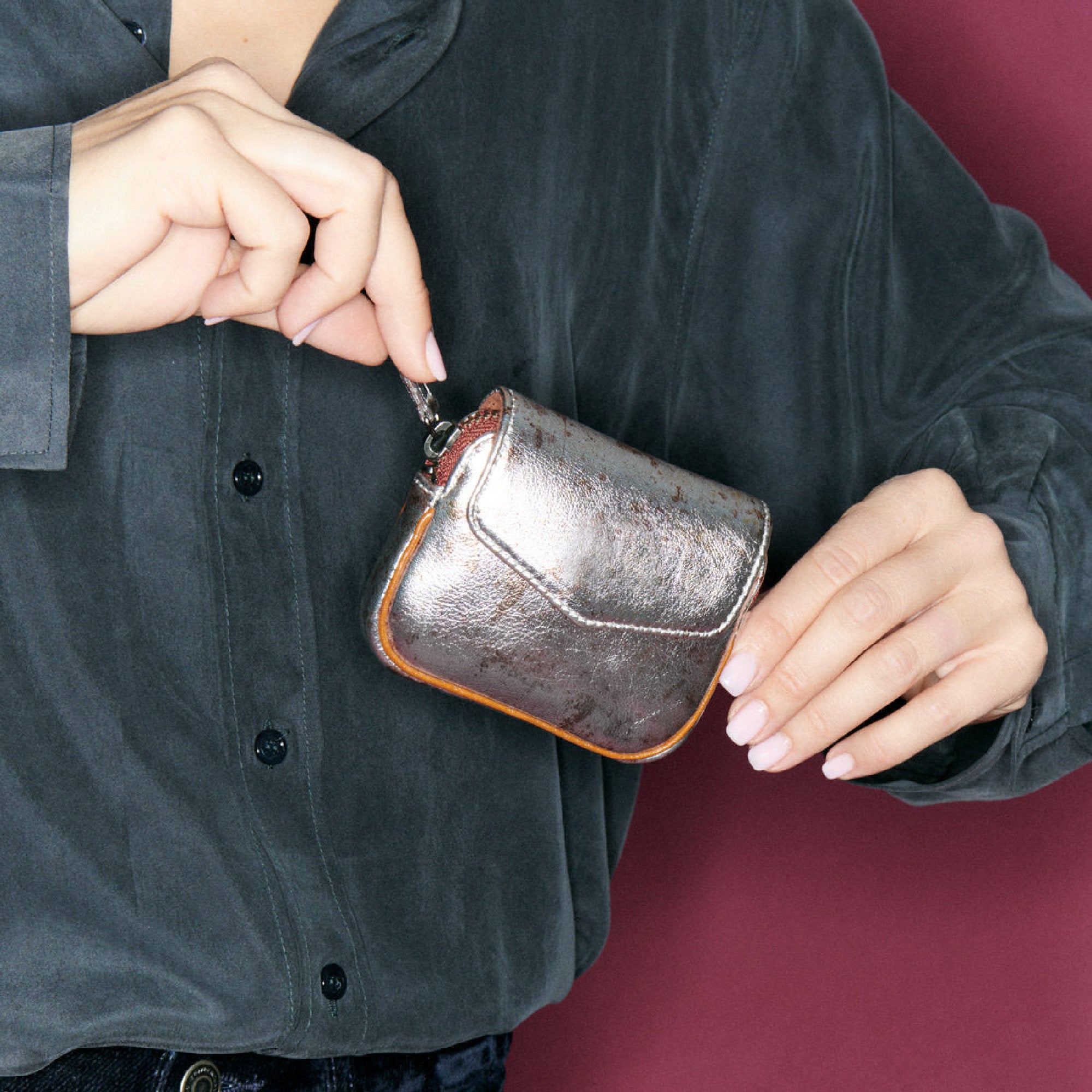 Porte-monnaie Karl en cuir - Oxy Métal