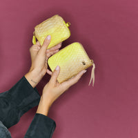 Porte-monnaie Karl en python - Jaune Mais