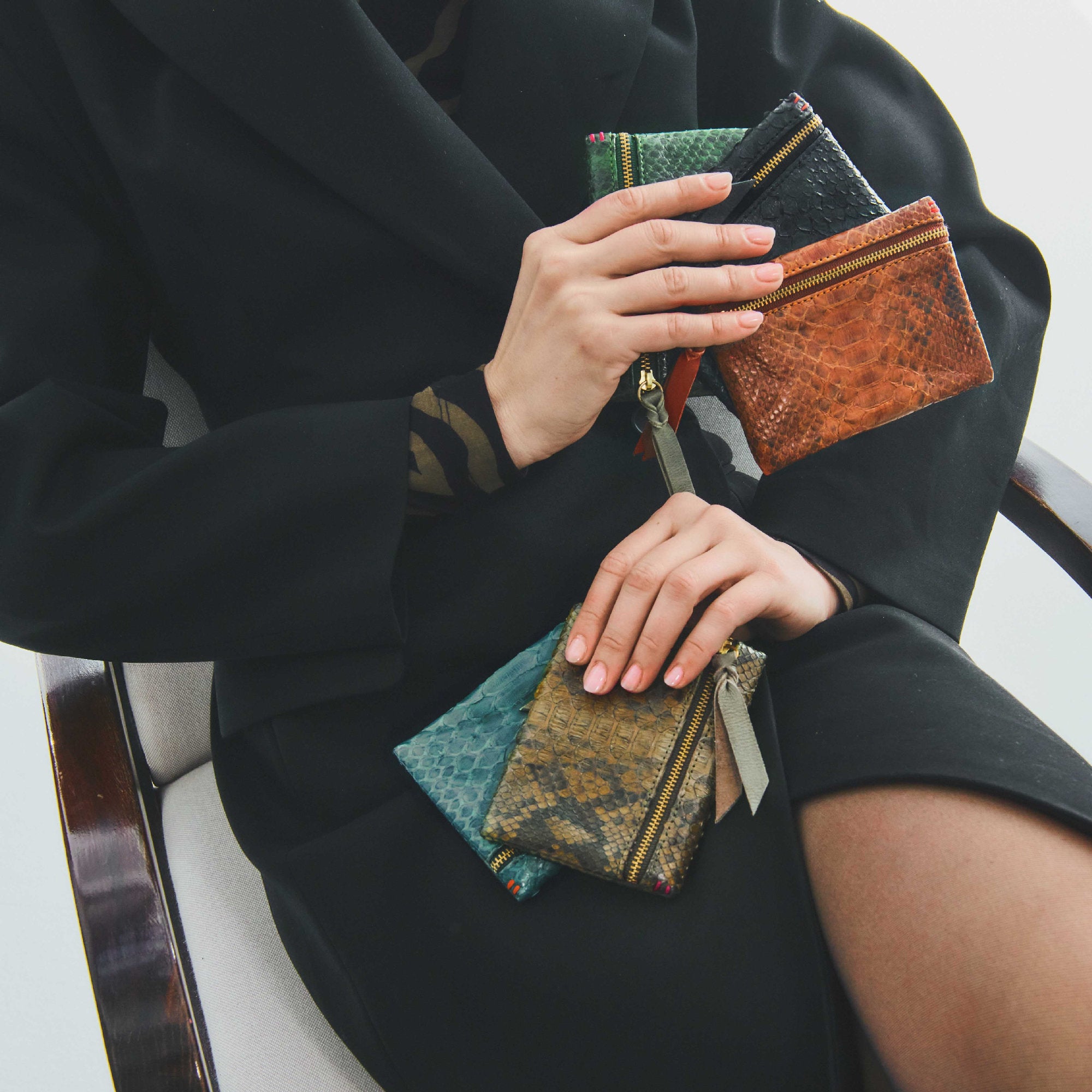 Porte-monnaie Olivia en python - Moka