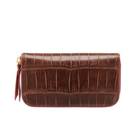 Grand portefeuille Bob en crocodile - Chocolat