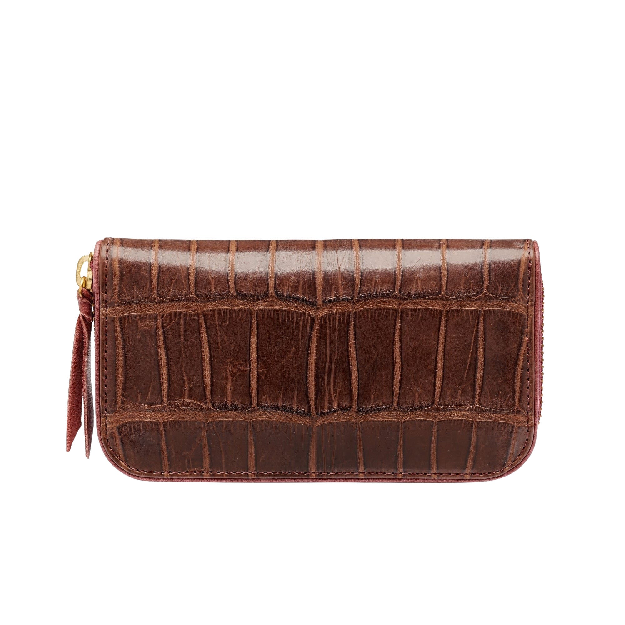 Grand portefeuille Bob en crocodile - Chocolat