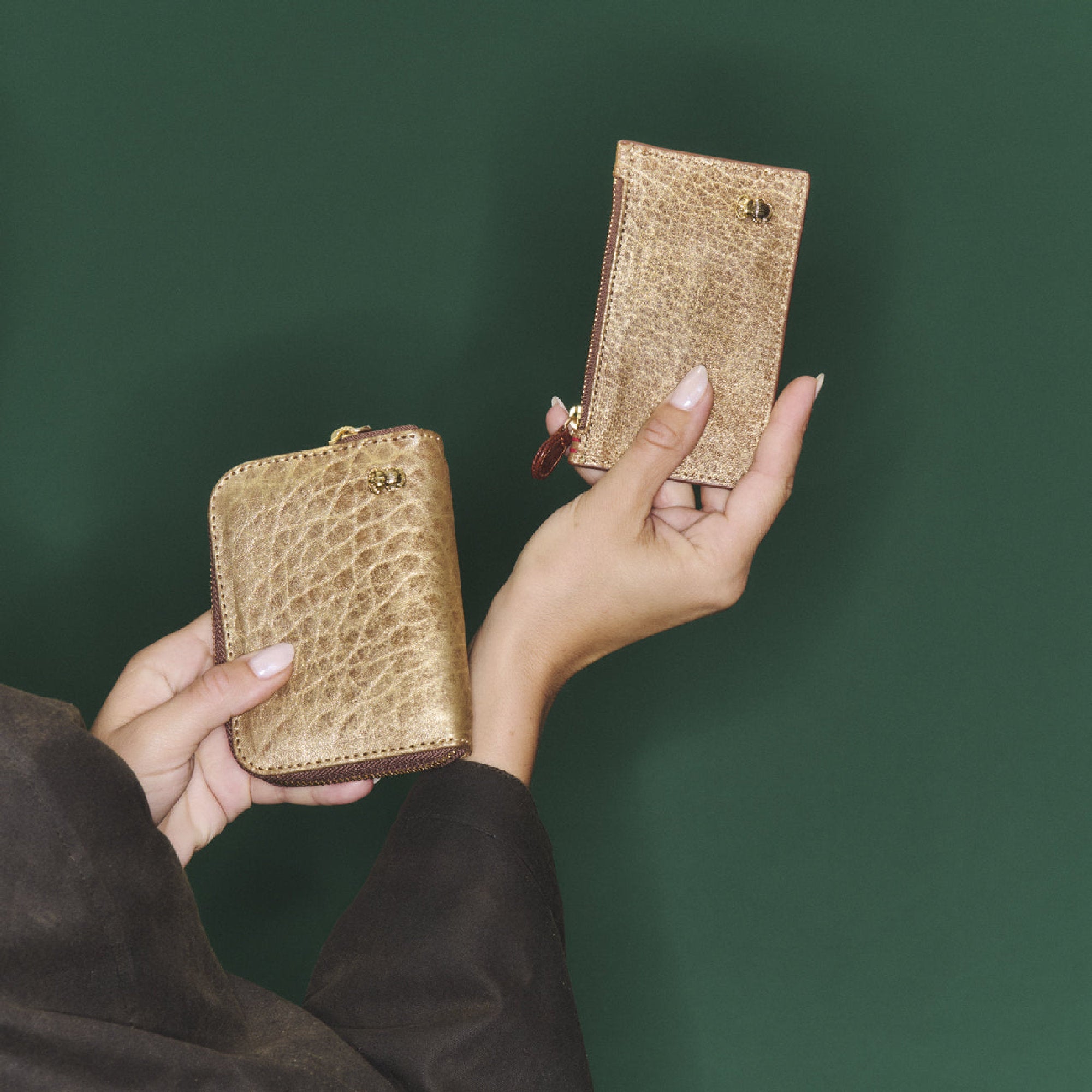 Porte-monnaie Bob en cuir - Or Antique