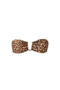Prague Printed Bandeau Bikini Top - Cheetah
