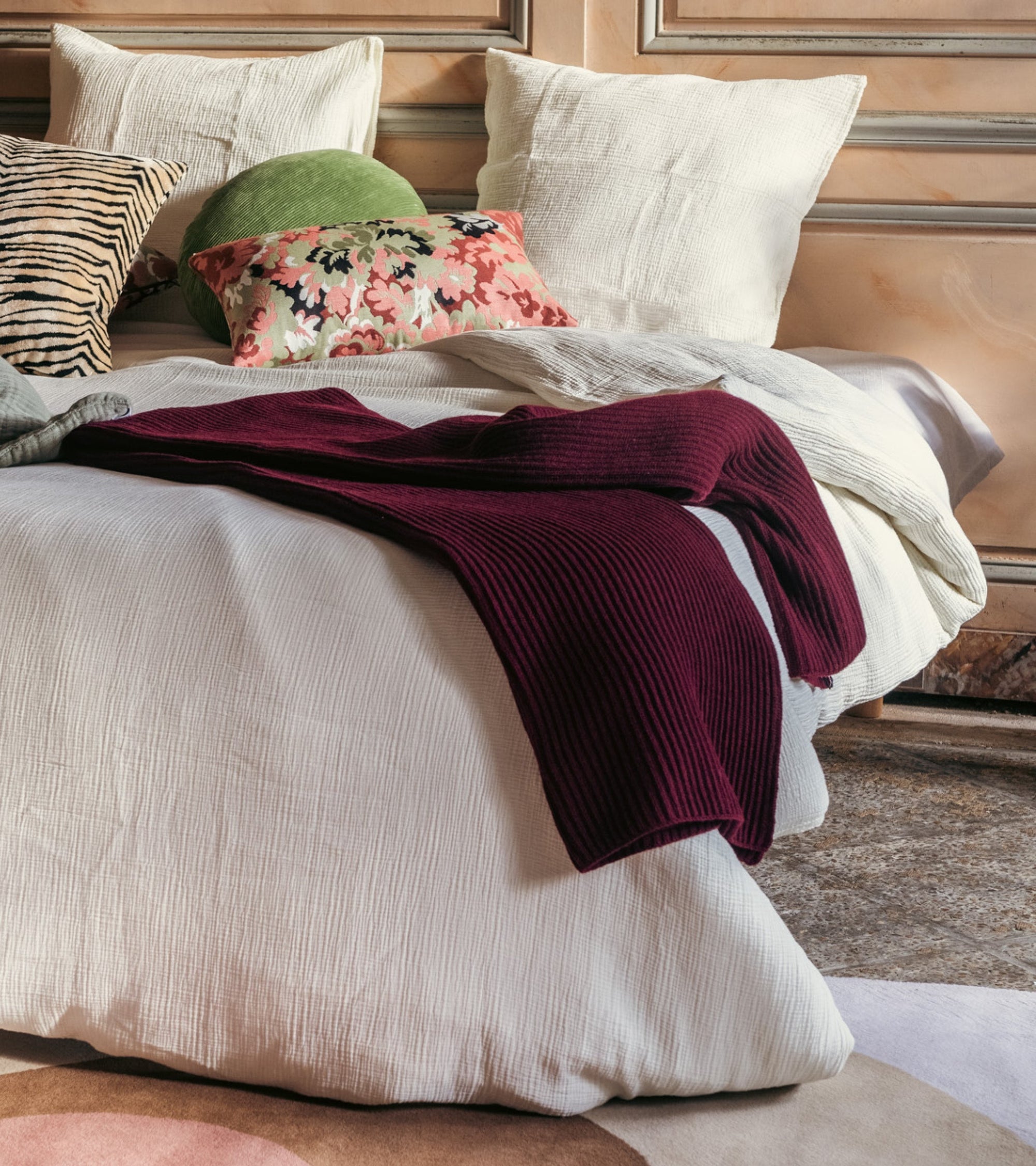 Plaid Baci en laine - Bordeaux