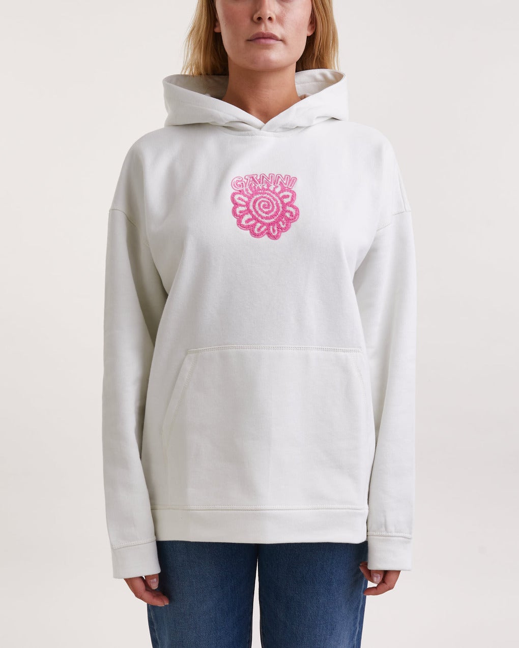 Sweatshirt à capuche oversize Flower - Egret