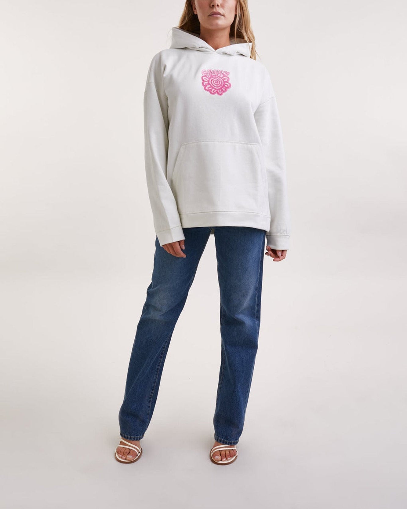 Sweatshirt à capuche oversize Flower - Egret