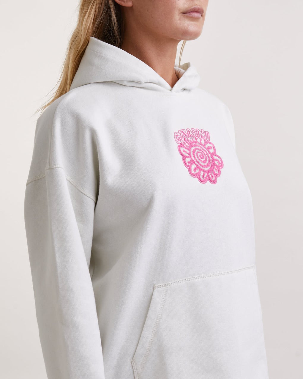 Sweatshirt à capuche oversize Flower - Egret