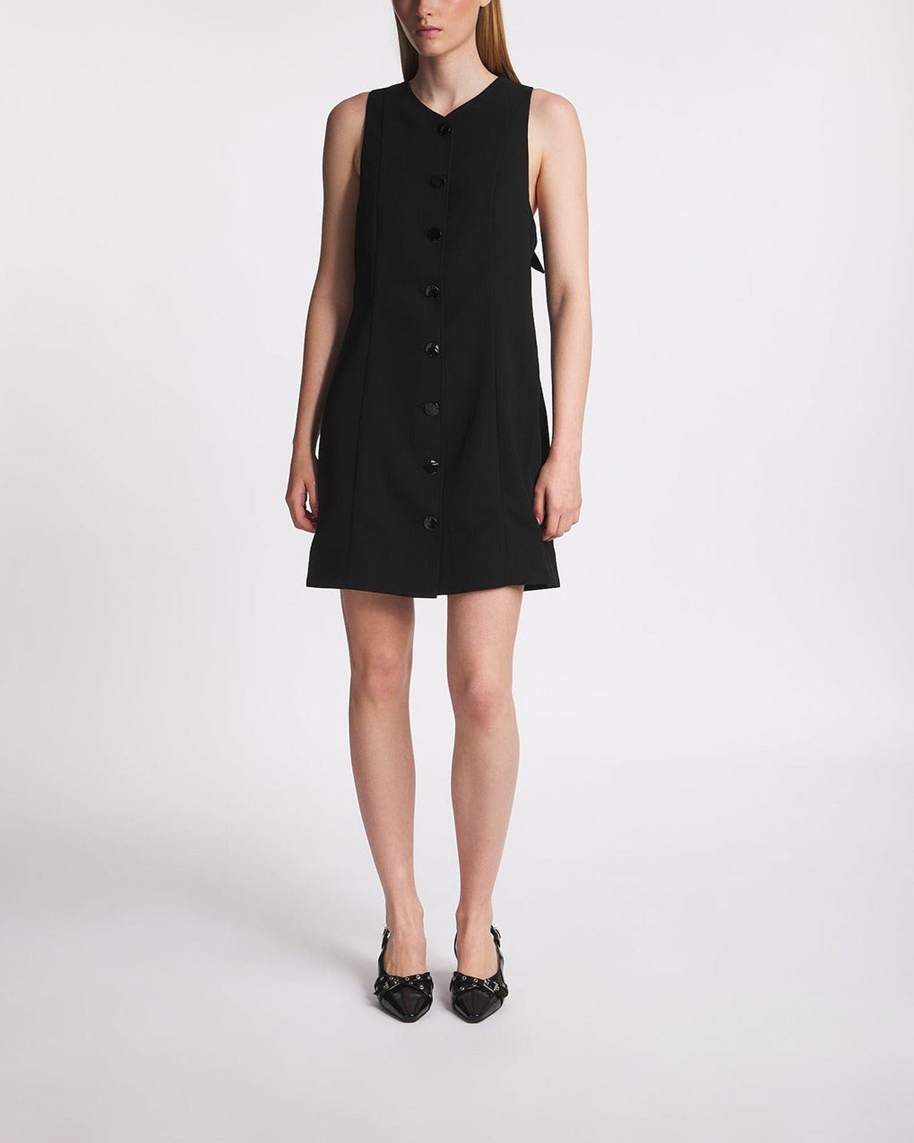 Robe courte boutonnée et dos noué - Black