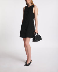 Robe courte boutonnée et dos noué - Black