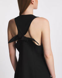 Robe courte boutonnée et dos noué - Black