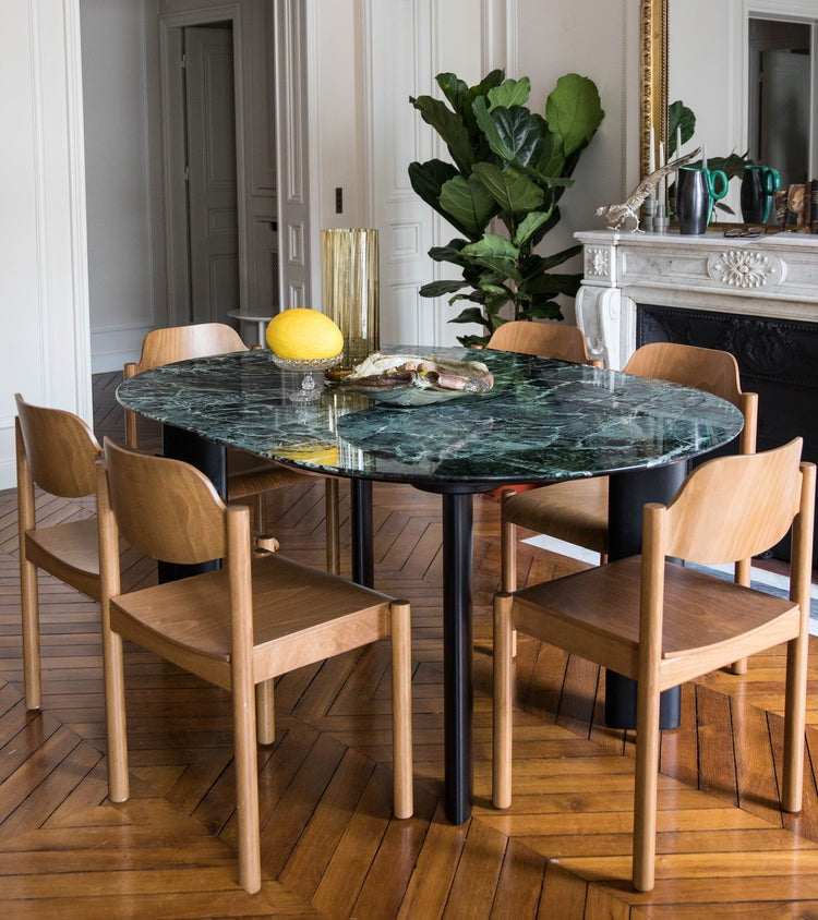 Grande table Carlotta Alta en marbre - Marron et Noir