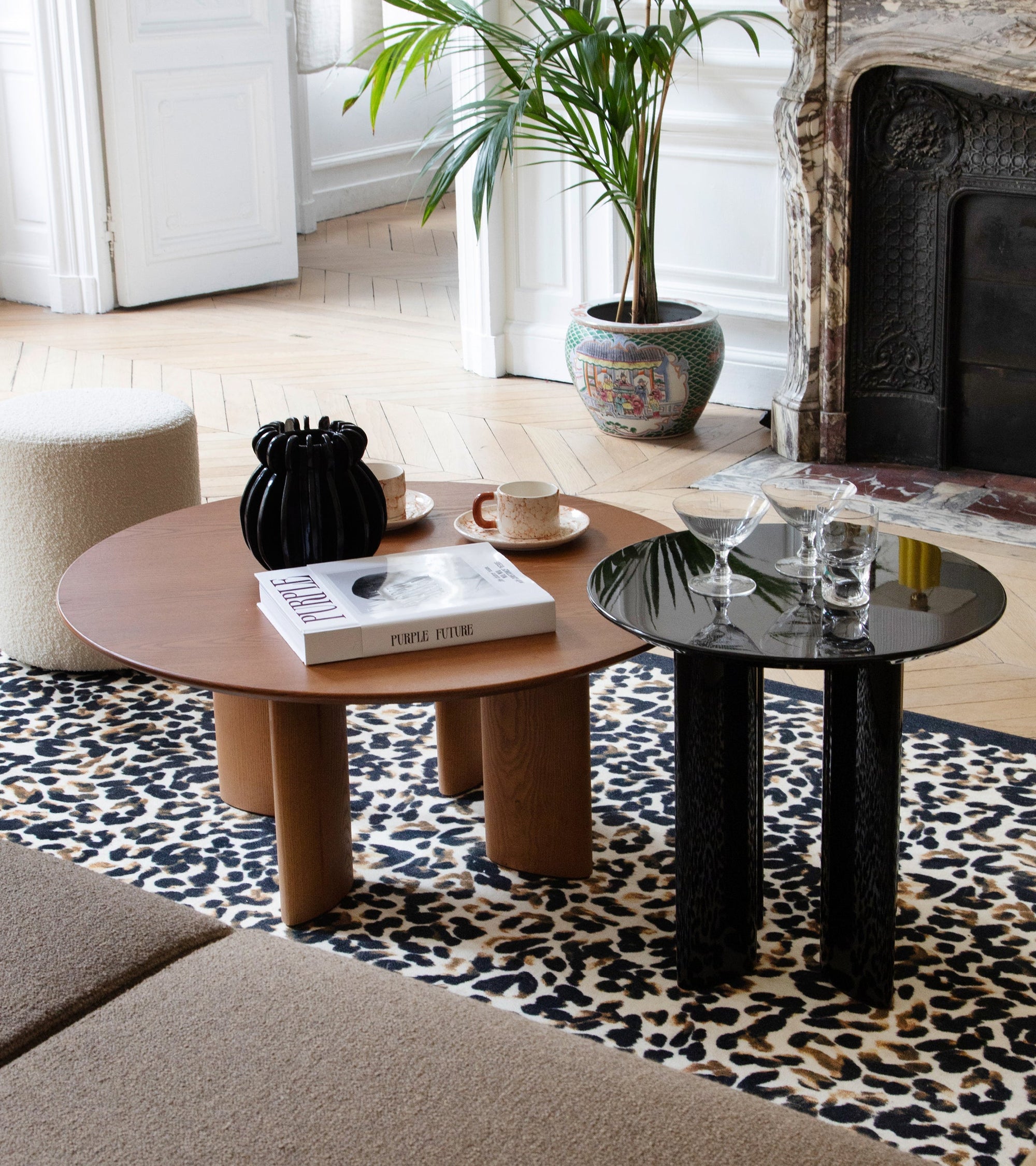 Table basse ronde Carlotta en bois - Iroko