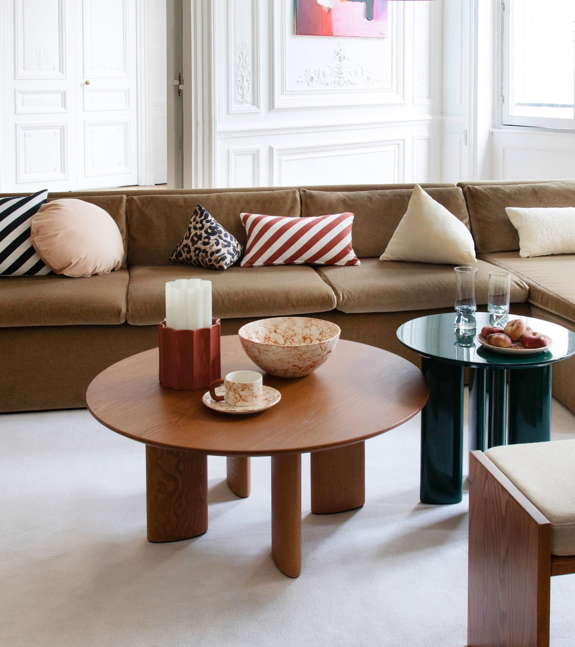 Table basse ronde Carlotta en bois - Iroko