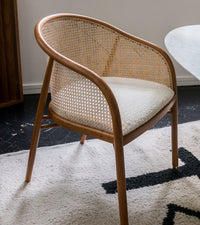 Fauteuil Cavallo en bois et cannage - Blanc crème