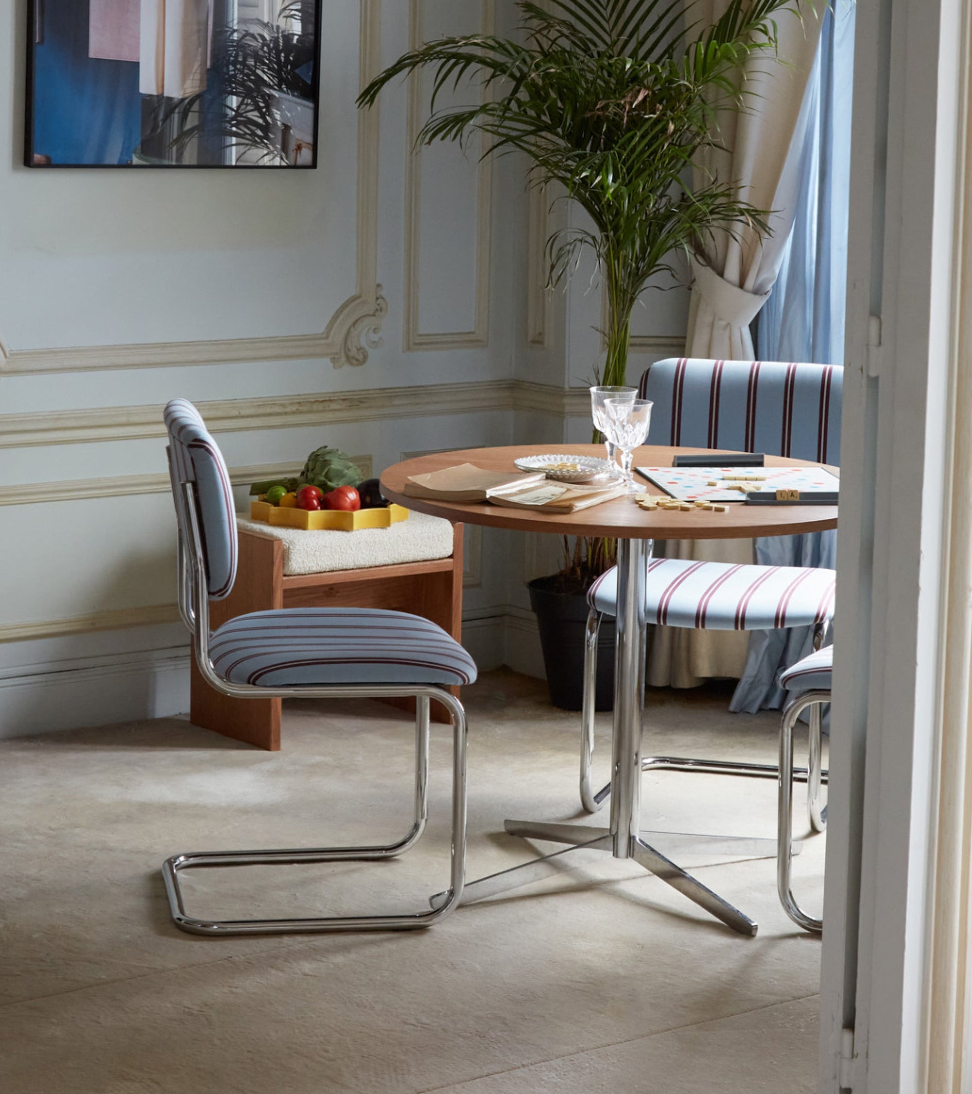 Chaise Classica - Bleu Et Bordeaux
