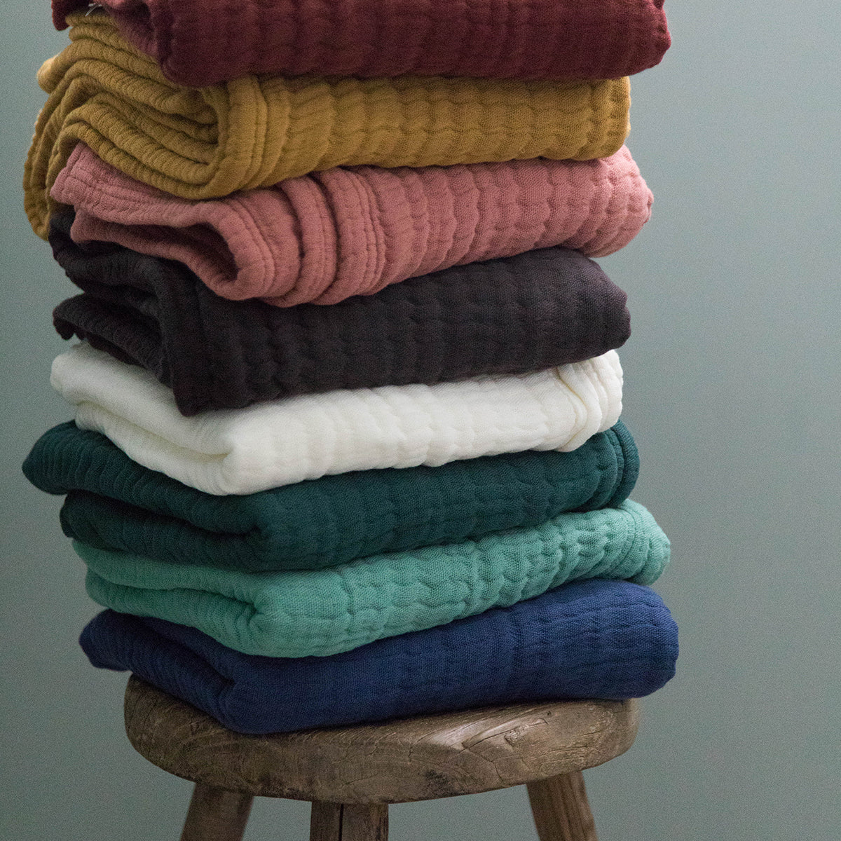 Plaid Copertina en gaze de coton - Vert amande