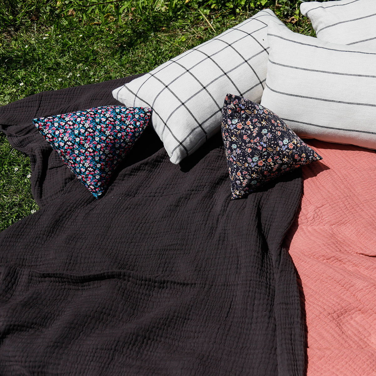 Plaid Copertina en gaze de coton - Olive noire