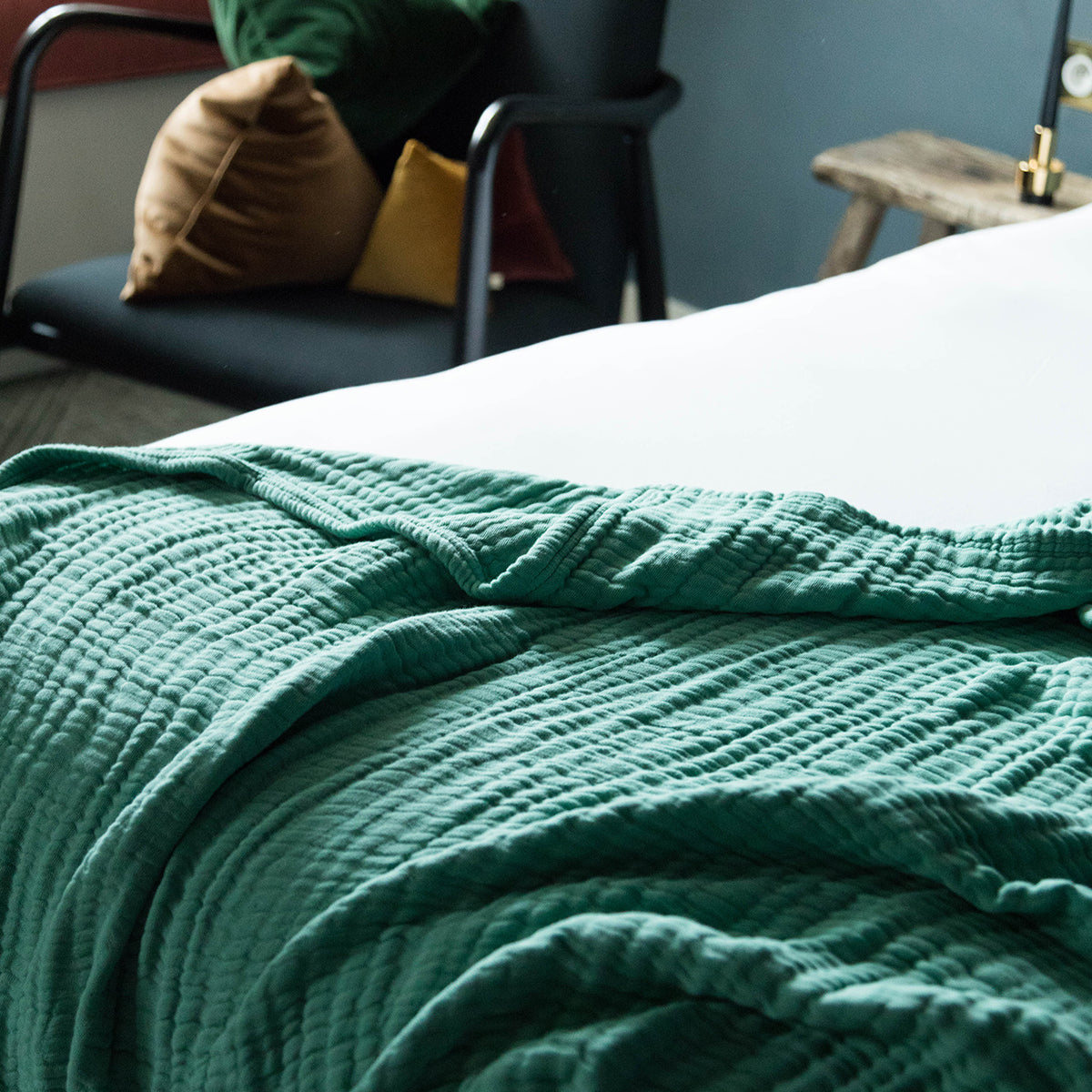 Plaid Copertina en gaze de coton - Vert amande