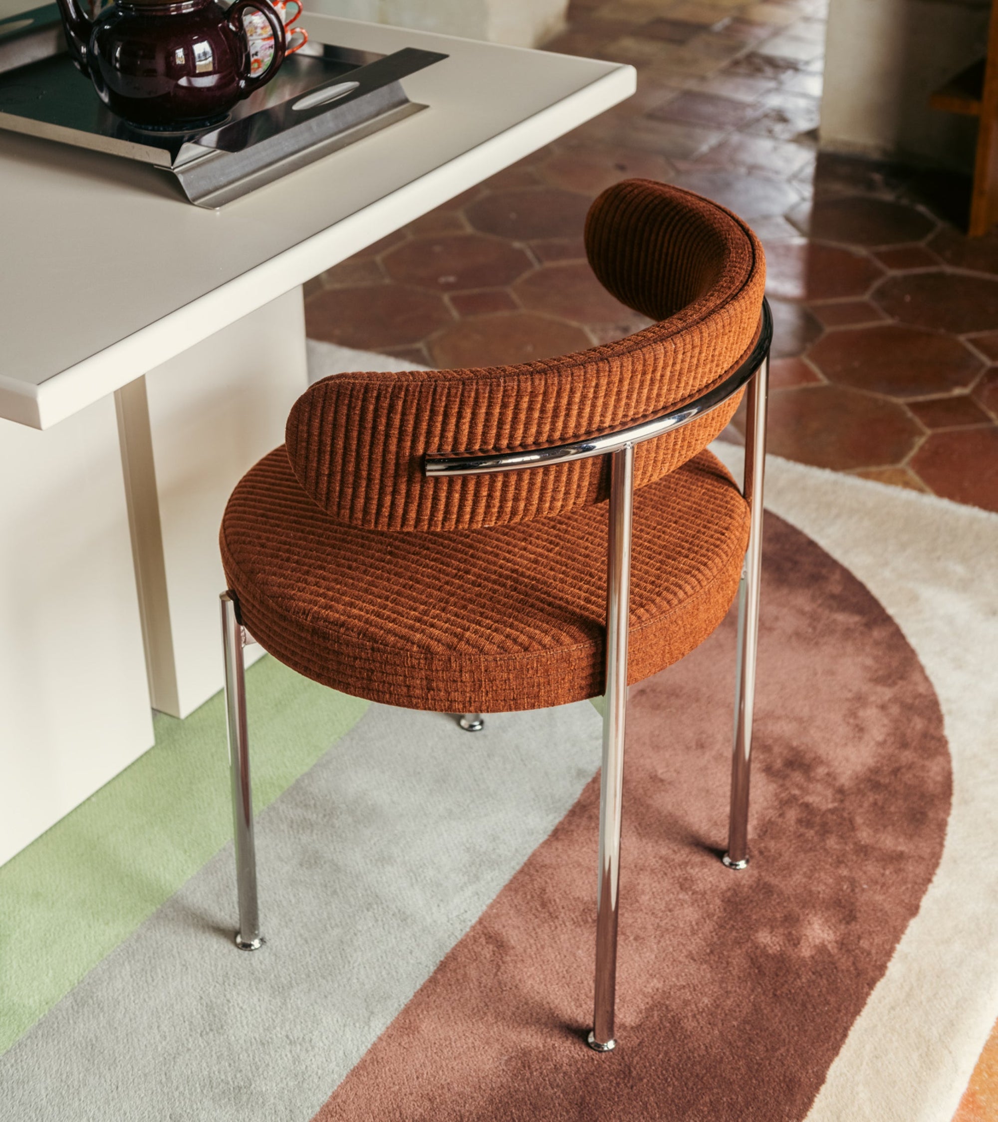 Chaise Libera en velours côtelé - Marron