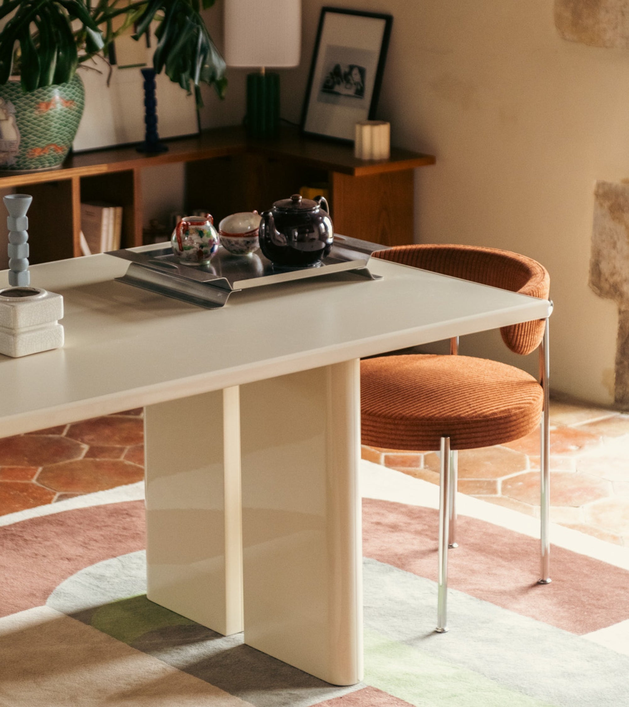 Chaise Libera en velours côtelé - Marron