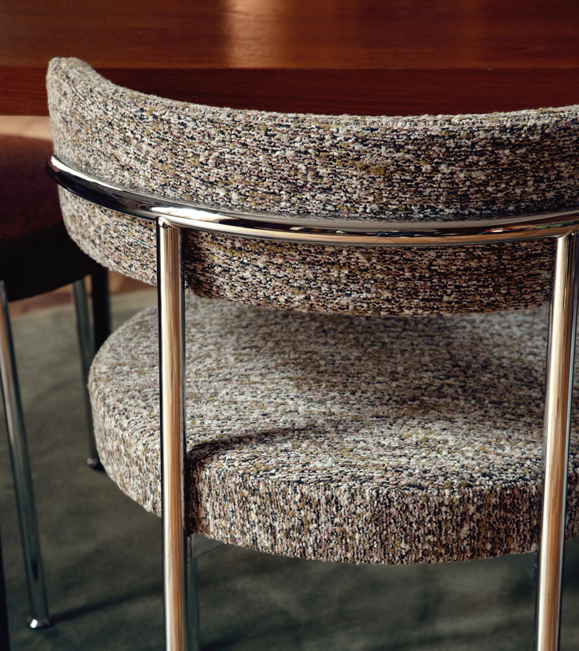 Chaise Libera structure effet tweed - Vert Et Marron
