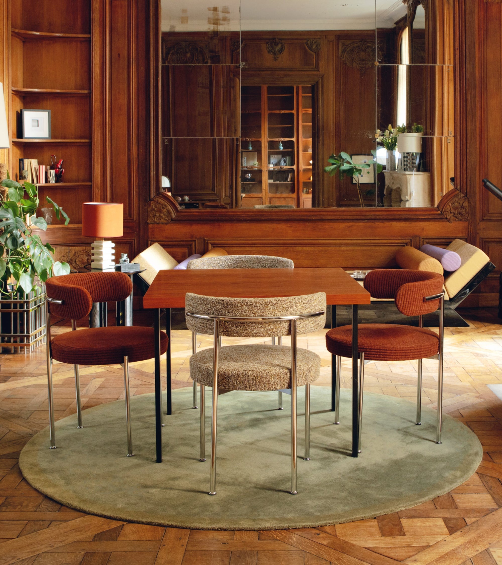 Chaise Libera structure effet tweed - Vert Et Marron