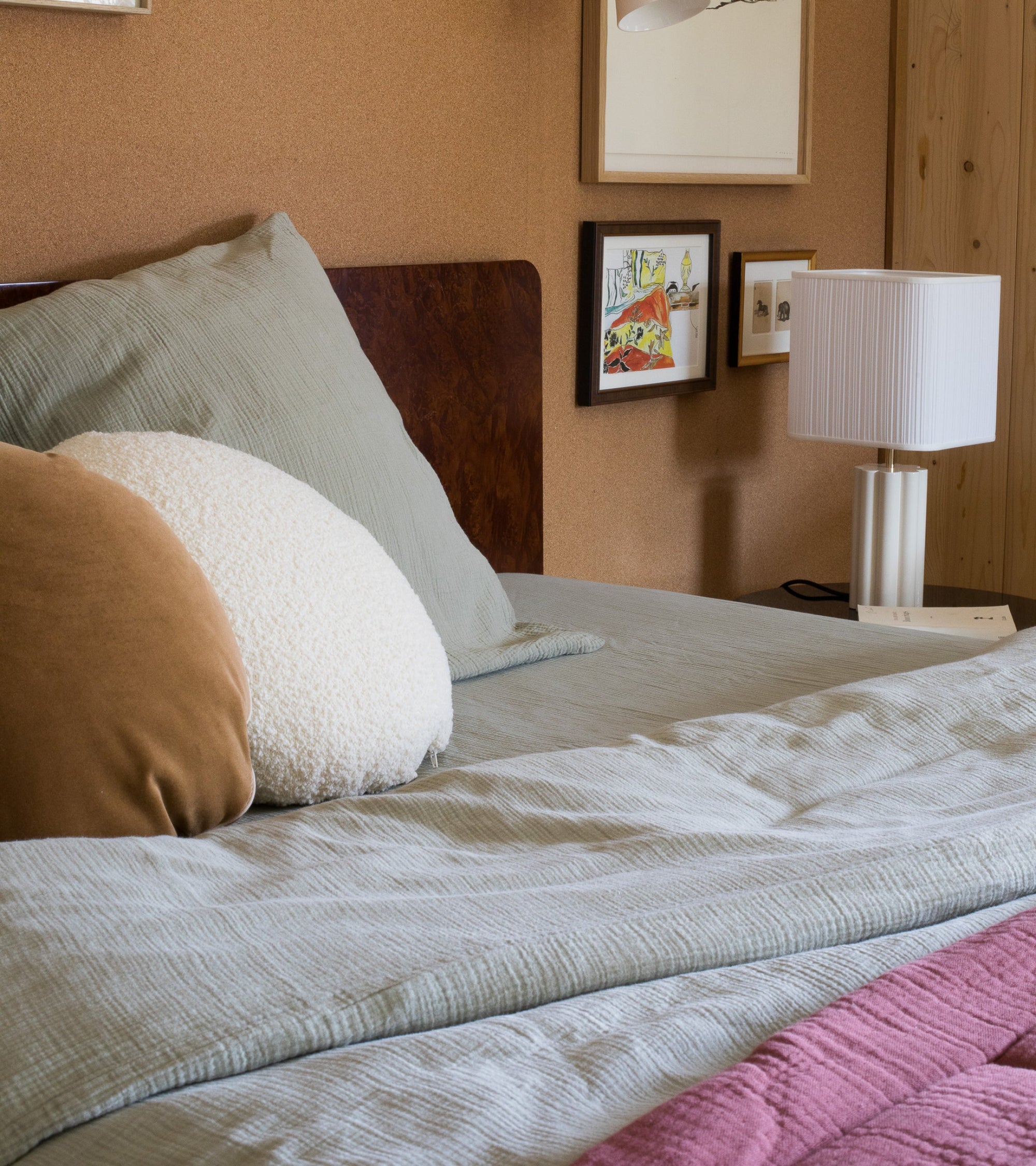 Drap-housse Como en gaze de coton - Vert d'eau