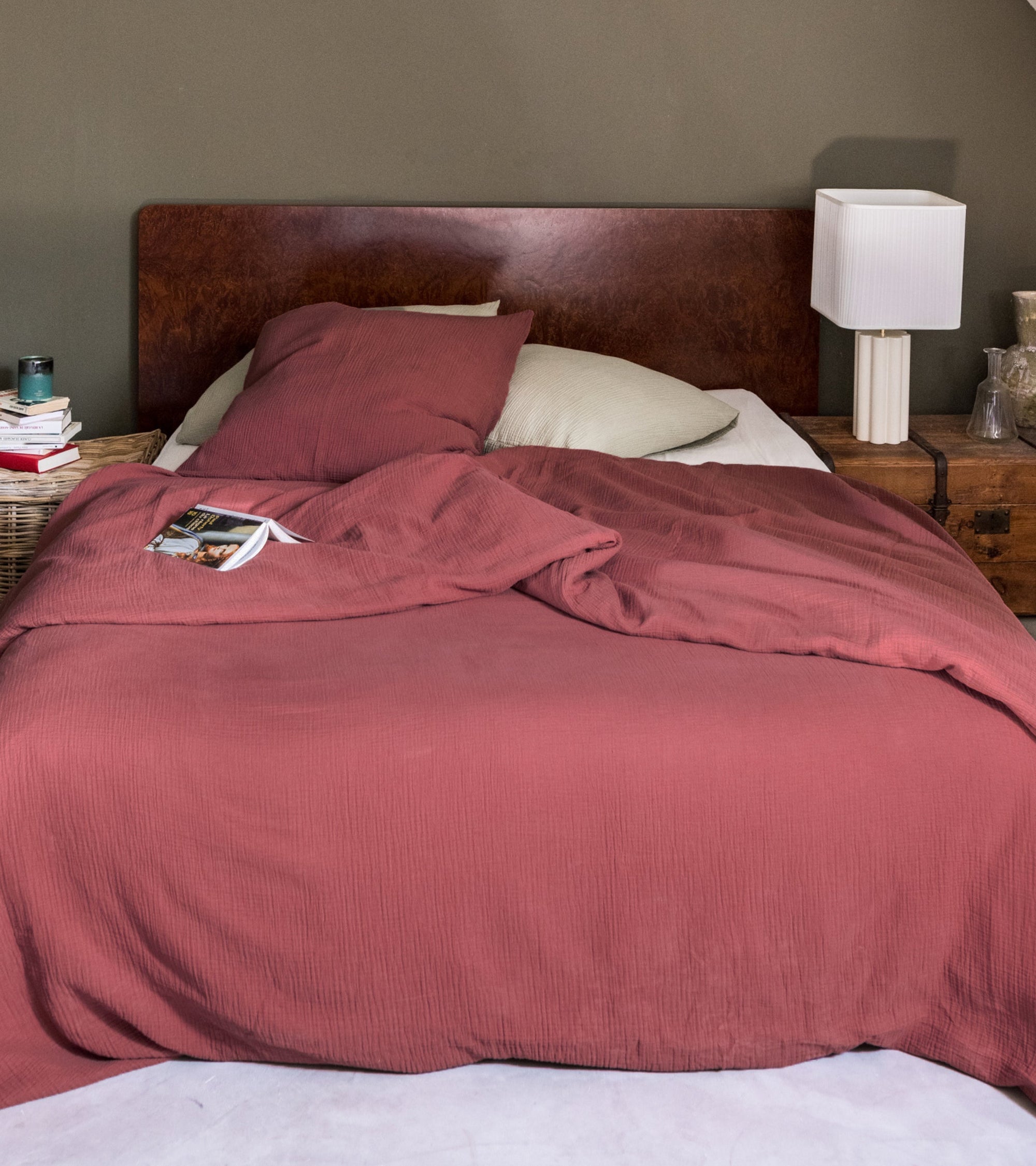 Housse de couette Como en gaze de coton - Brique