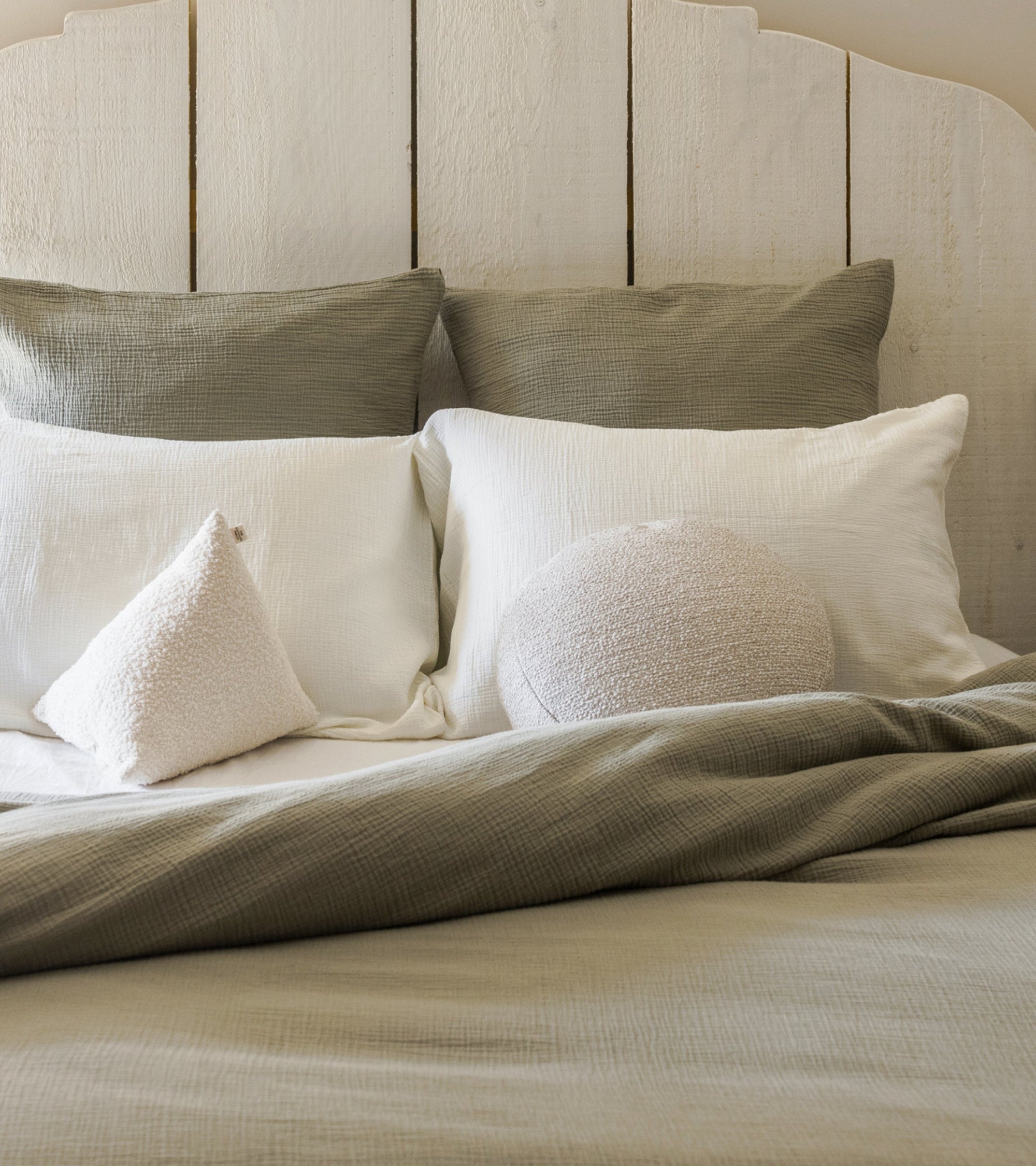 Housse de couette Como en gaze de coton - Vert d'eau