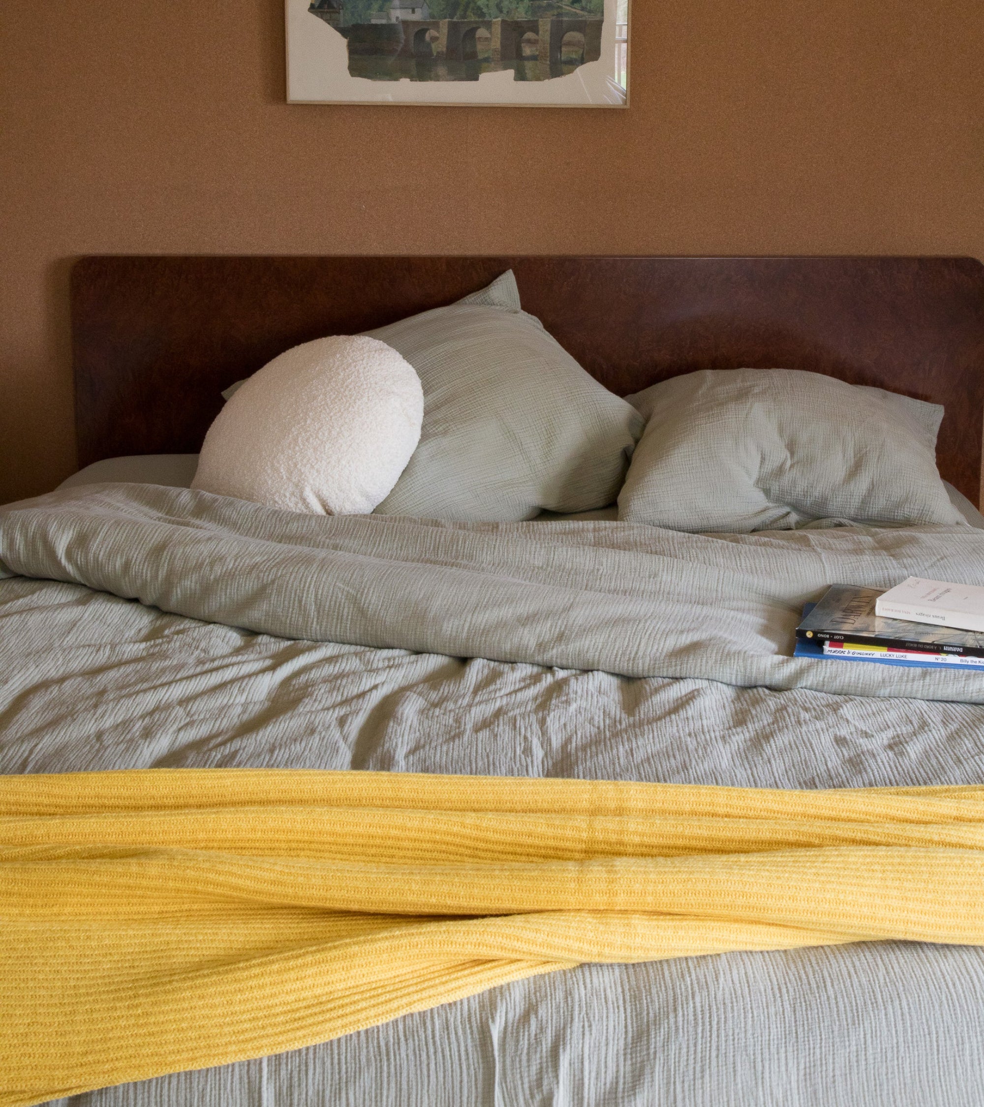 Housse de couette Como en gaze de coton - Vert d'eau