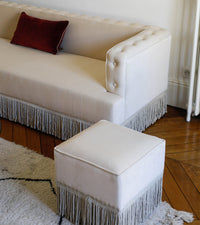 Pouf Nonna en velours - Beige