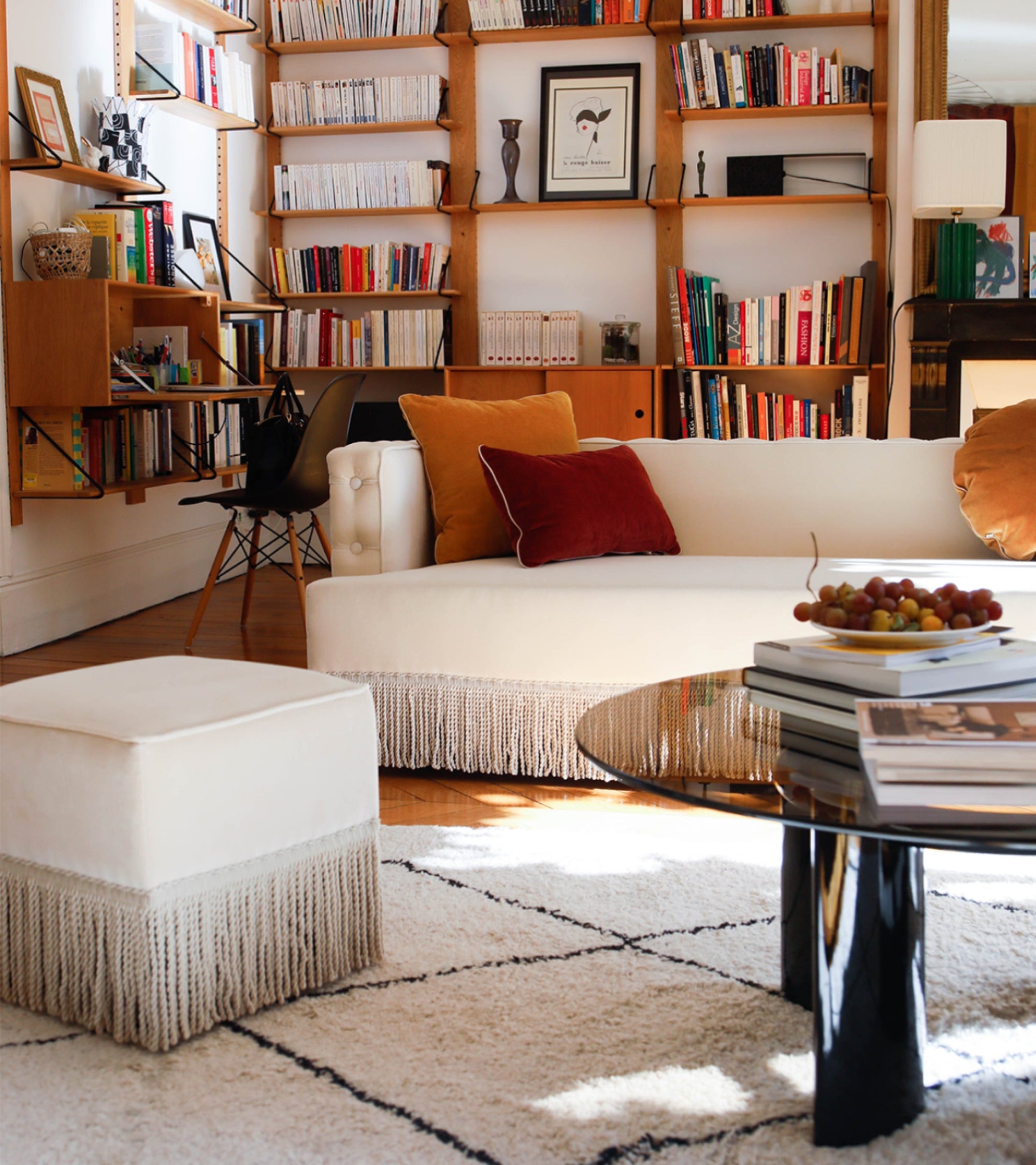 Pouf Nonna en velours - Beige