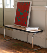 Banc Panchina en bois et cannage - Noir