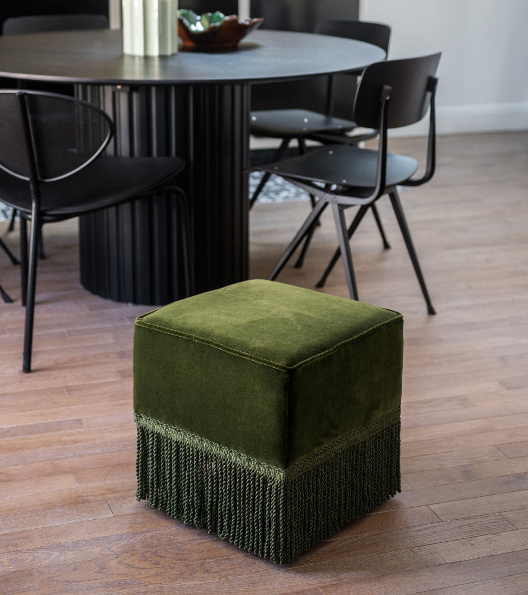 Pouf Nonna en velours - Vert sapin