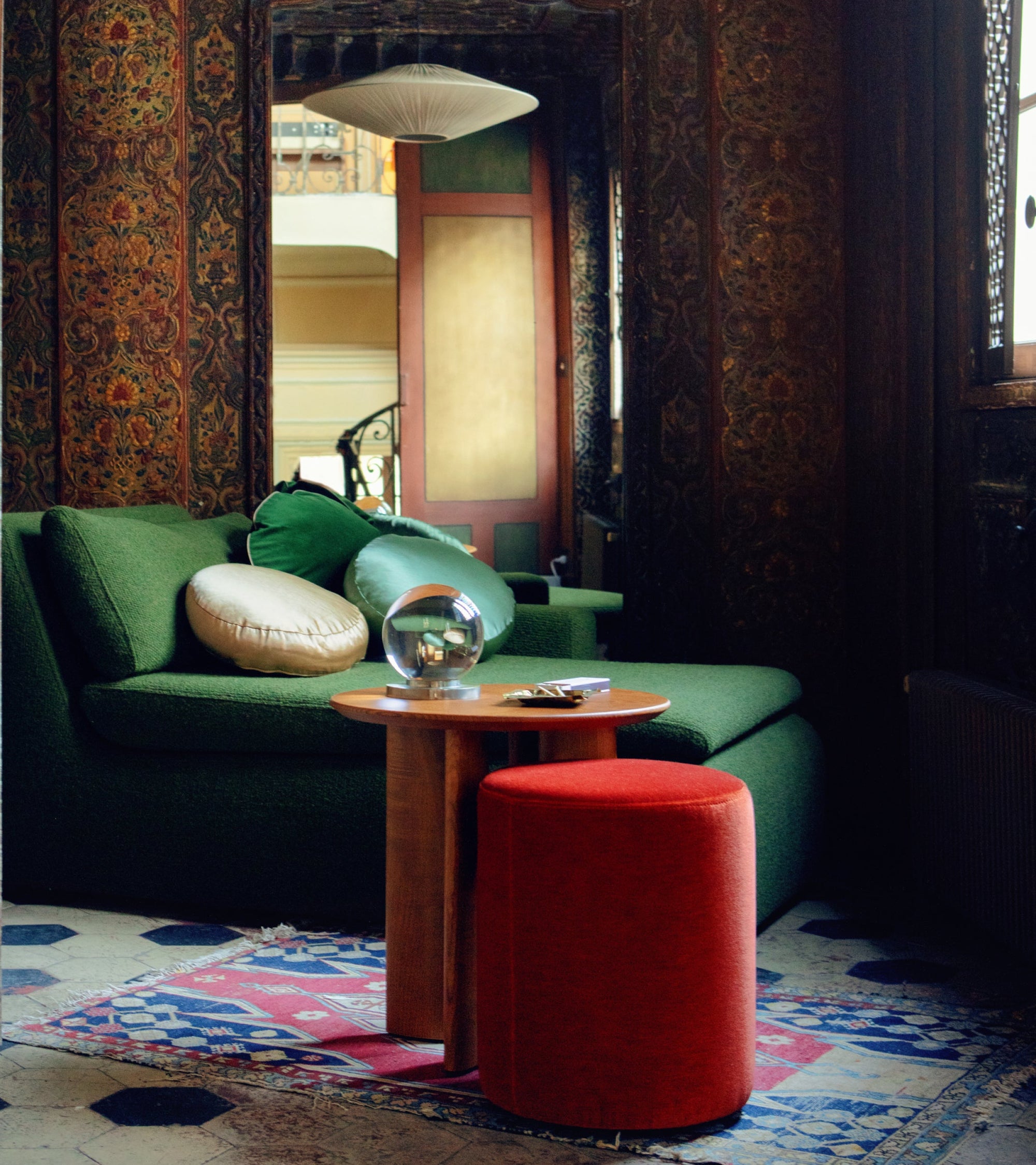 Pouf Mobile en velours - Vermillon