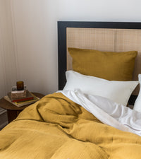 Sogno single headboard in wood and cane - Black