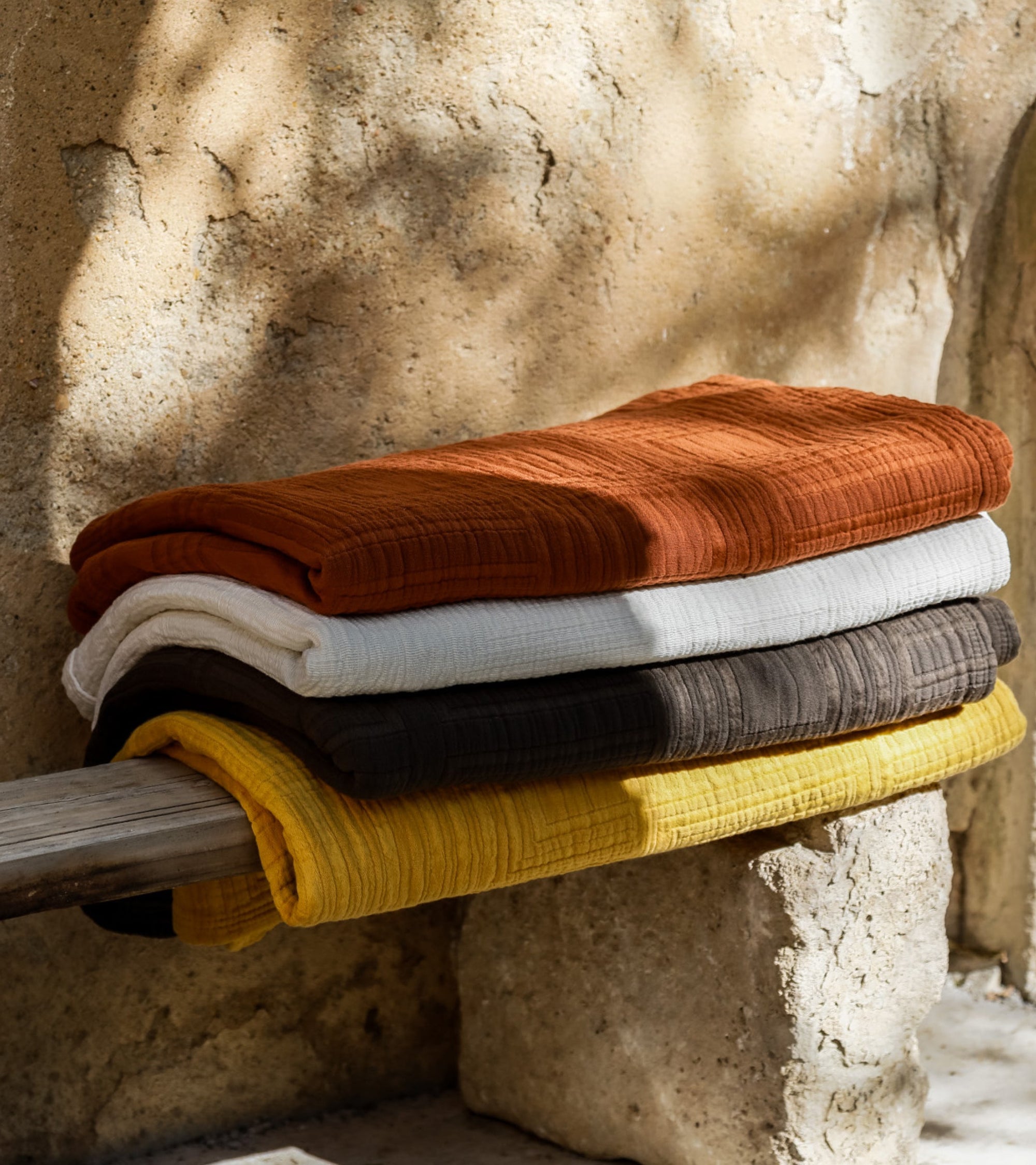 Plaid Concerto en gaze de coton - Marron