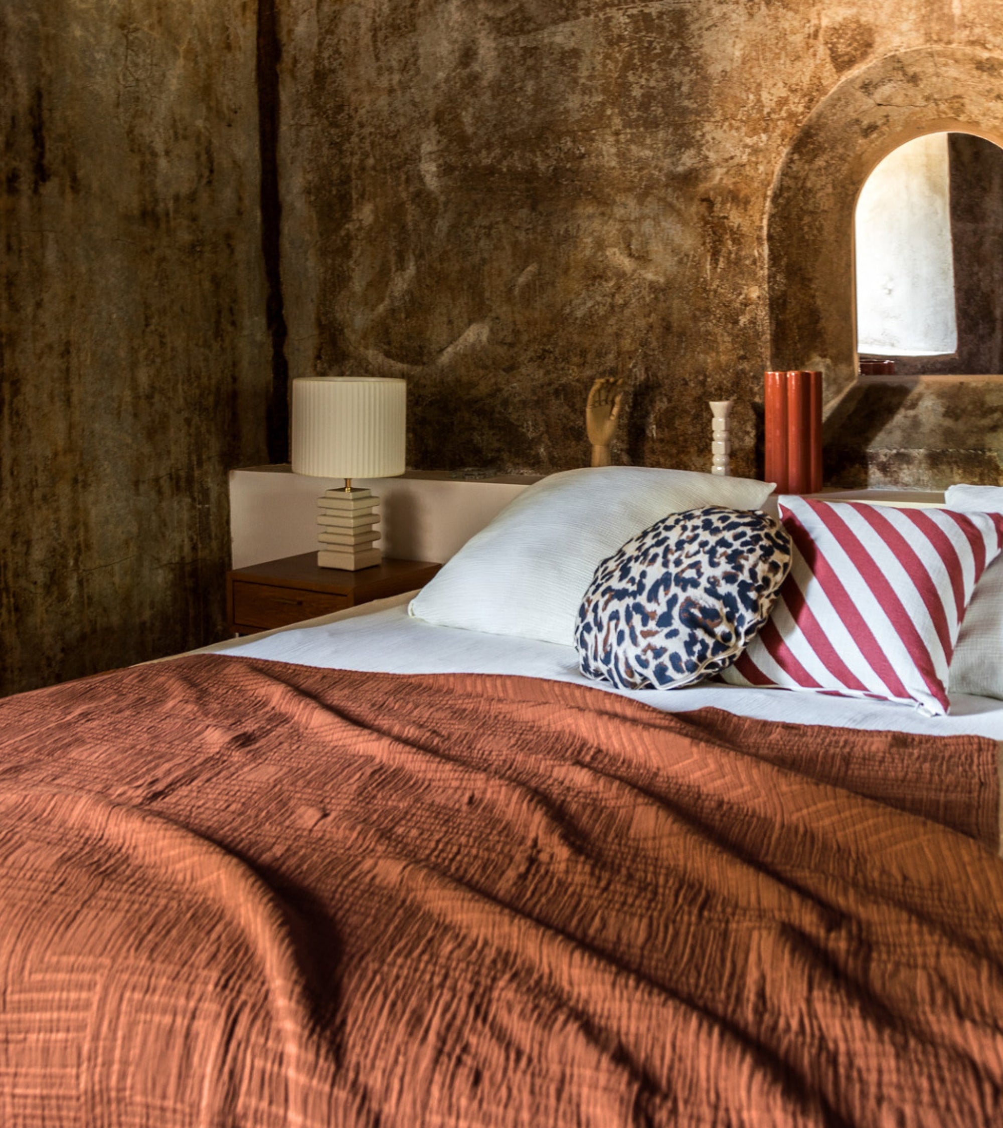 Plaid Concerto en gaze de coton - Marron