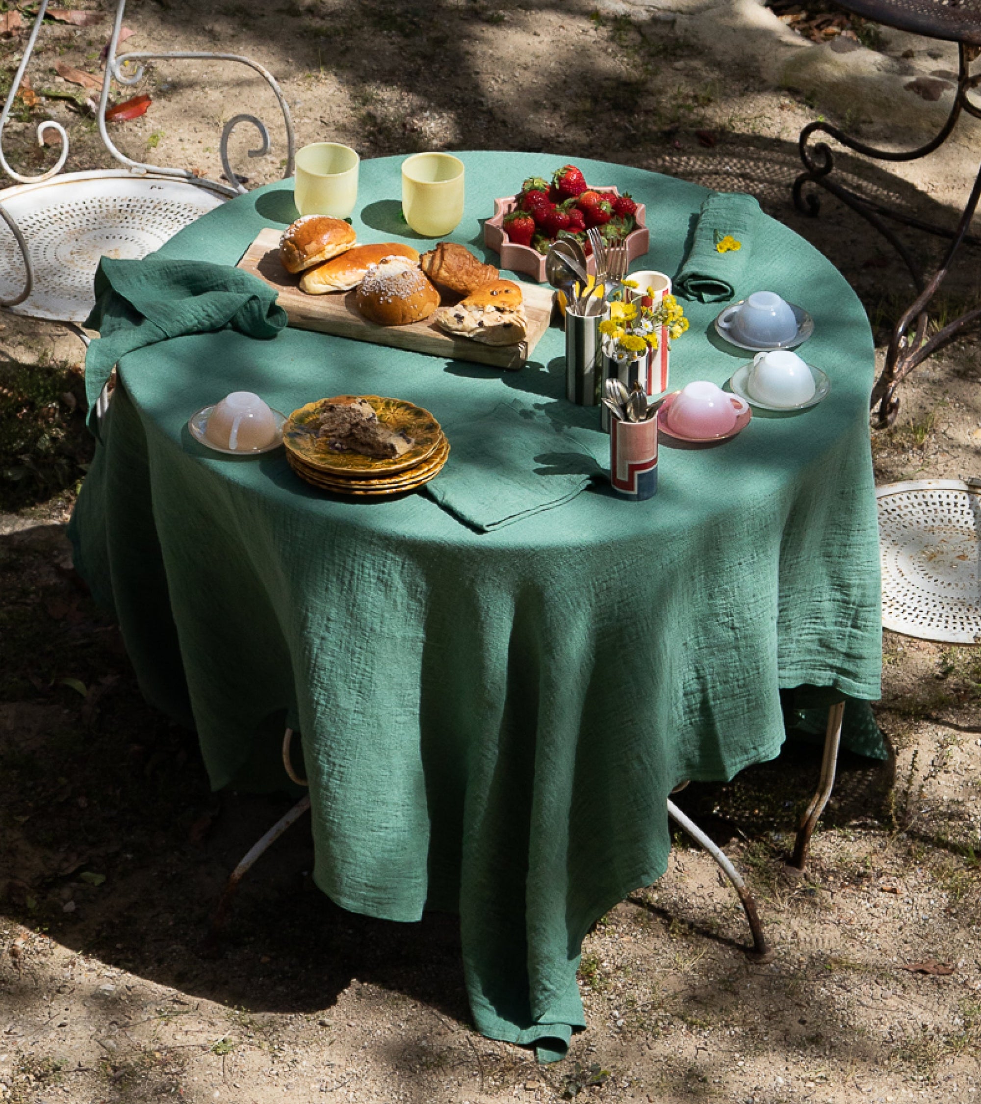 Nappe Tavola en lin - Vert