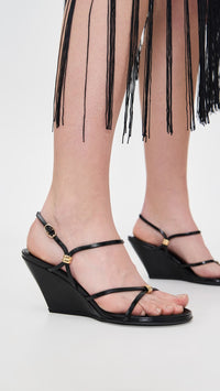 Sandales compensées à brides 70 en cuir - Black