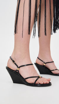 Sandales compensées à brides 70 en cuir - Camel