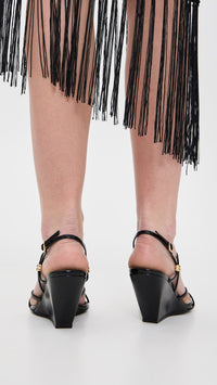Sandales compensées à brides 70 en cuir - Black